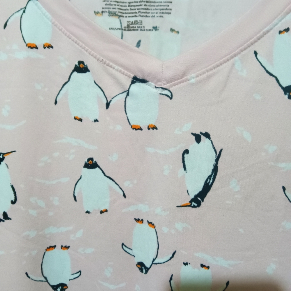 Pink Penguin Print Long Sleeve Shirt - Picture 2 of 7